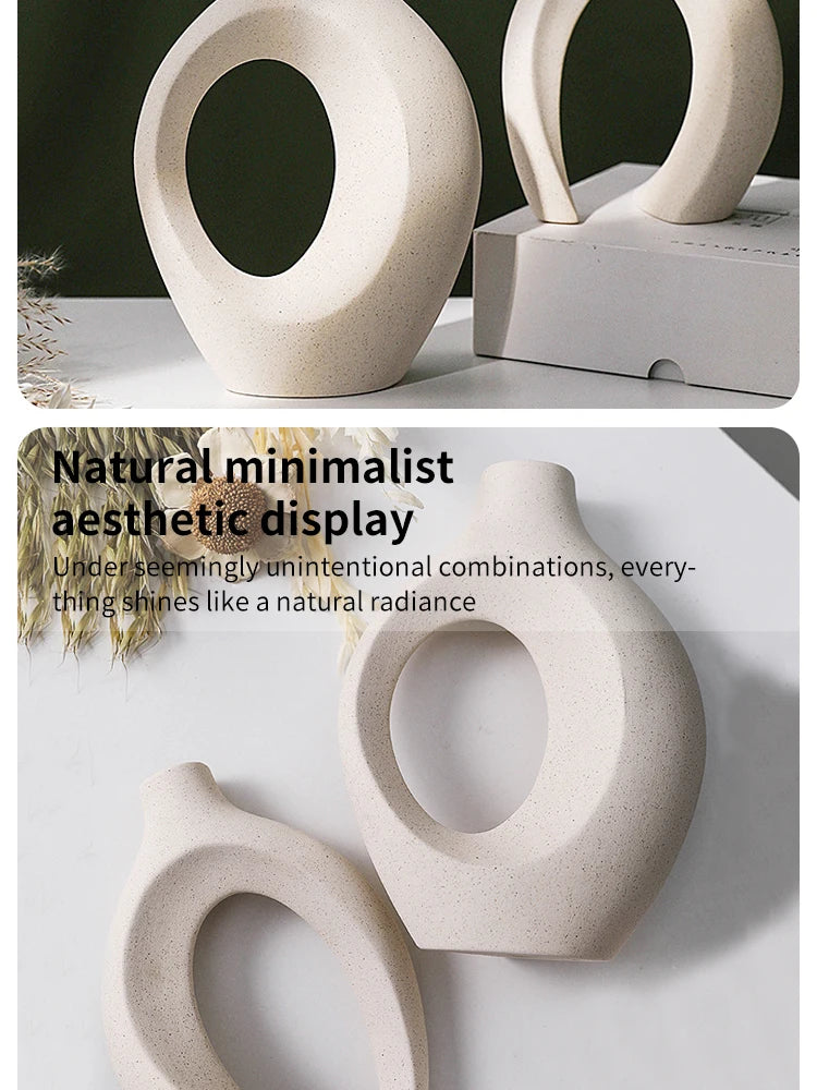 European Ceramic Vase Set Creative White Simple Home Decoration Living