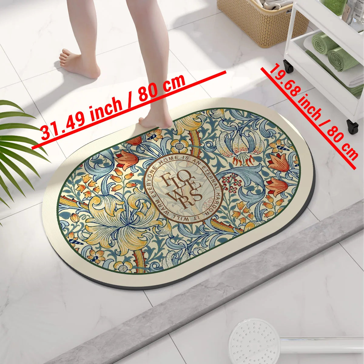 Diatomaceous Earth Bath Mat Non-slip Quick Dry Bathroom Rug Super