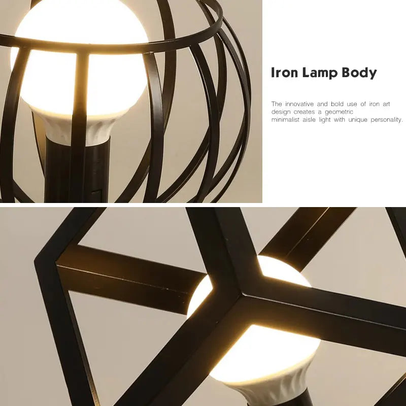 Vintage Black Metal Cage Ceiling Light