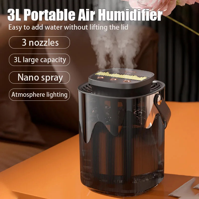 3L Air Humidifier Portable Aroma Diffuser Large Capacity USB