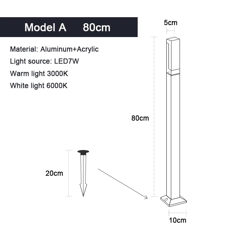 Waterproof IP65 Aluminum LED Lawn Bollard Light