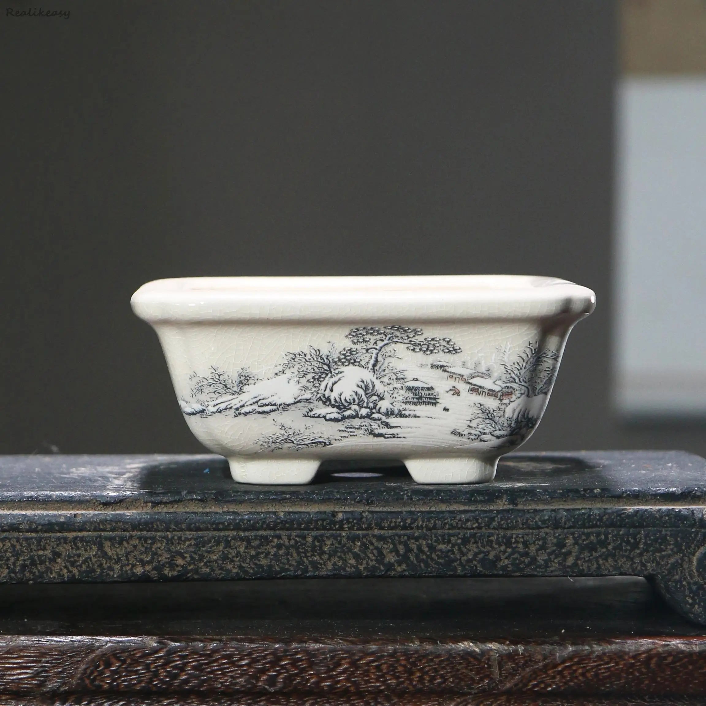 6Size Purple Sand Flower Pot Ceramic Bonsai Pot Handmade