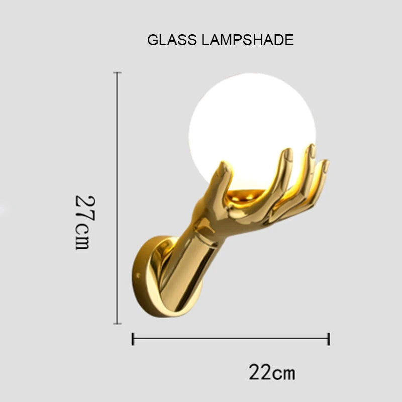 Brass Hand Moon Wall Sconce