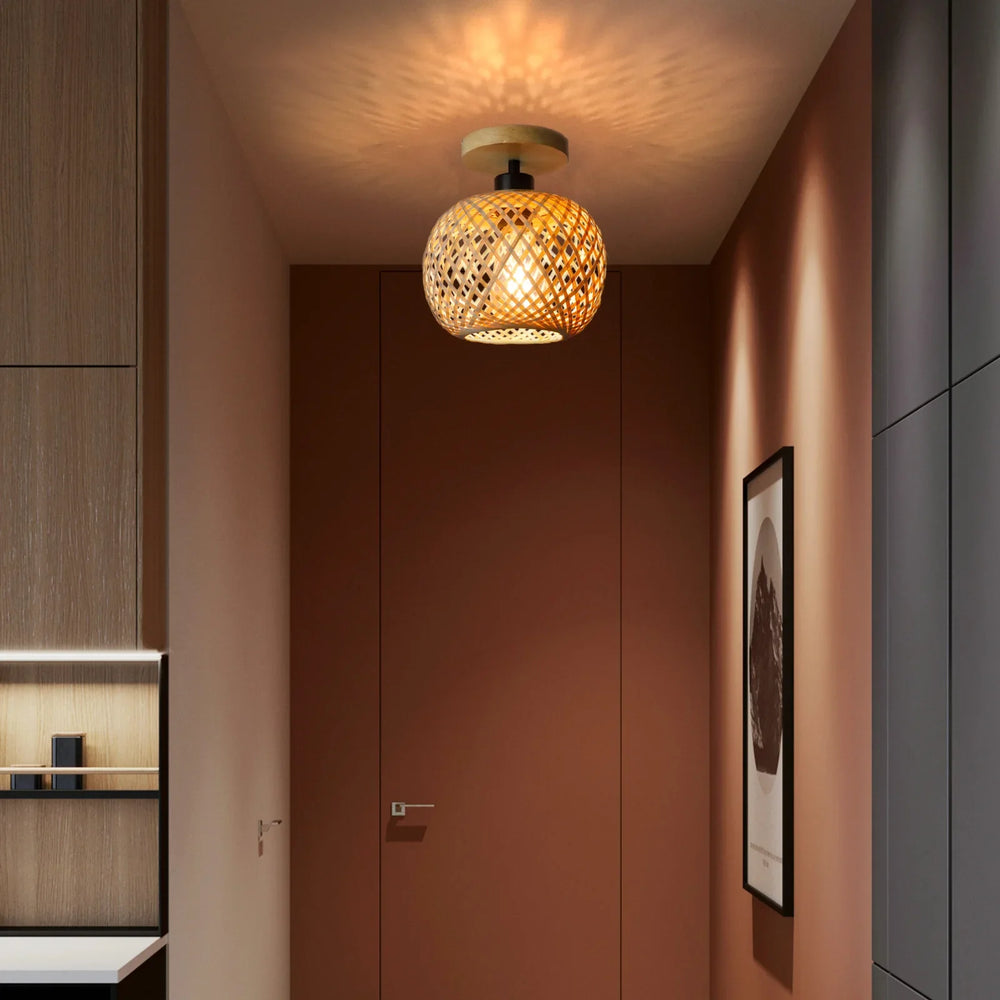 Retro Woven Bamboo Ceiling Light