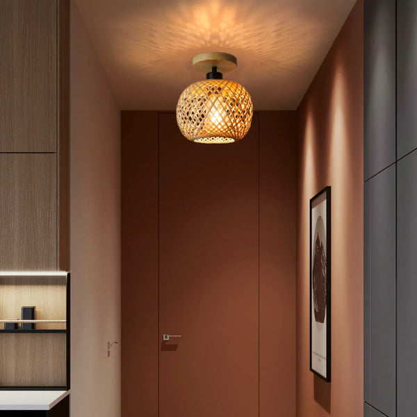 Retro Woven Bamboo Ceiling Light