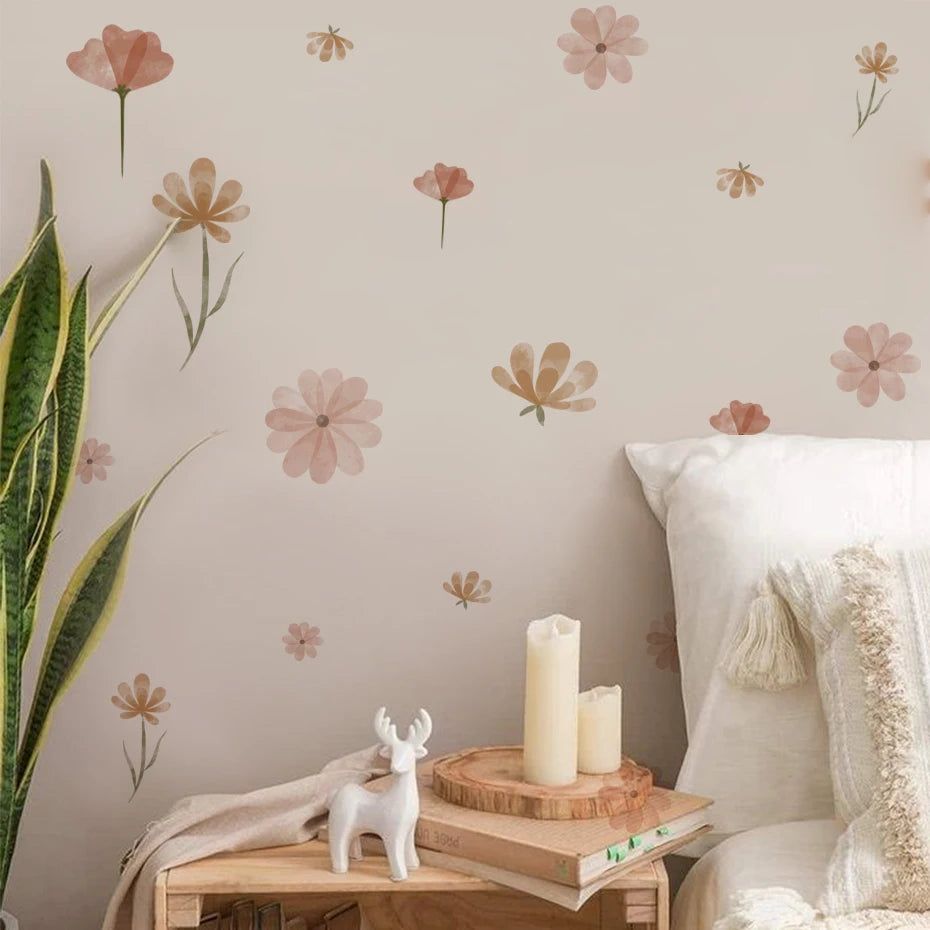 Boho Watercolor Flower Wall Decals