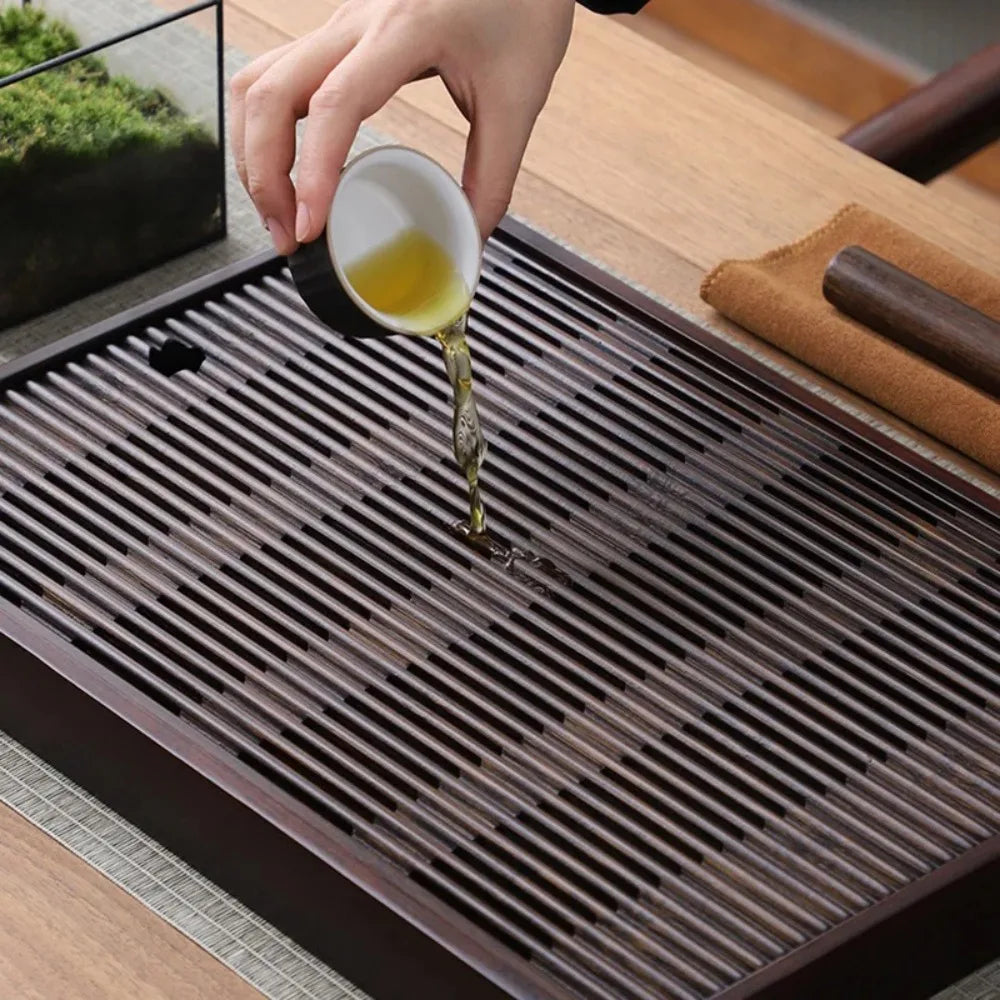 Chinese Natural Bamboo Tea Tray Rectangular Tea Tray Water