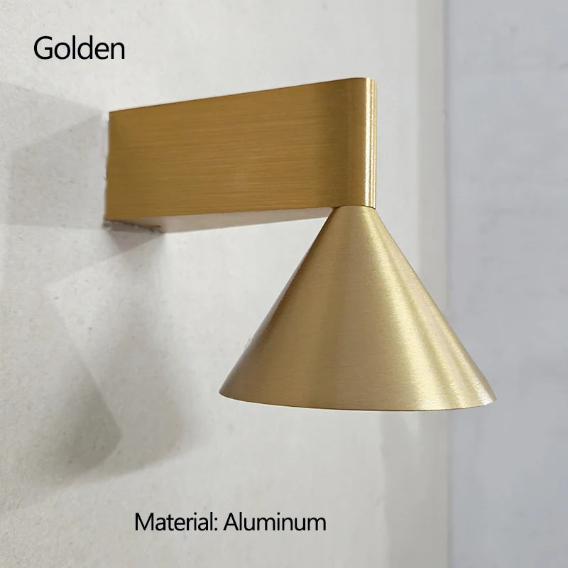 Minimalist Aluminum Cone Bedside Wall Lamp