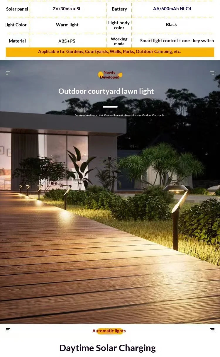 2pc Solar Energy Saving Lamp Super Bright Solar Lawn Lamp Waterproof