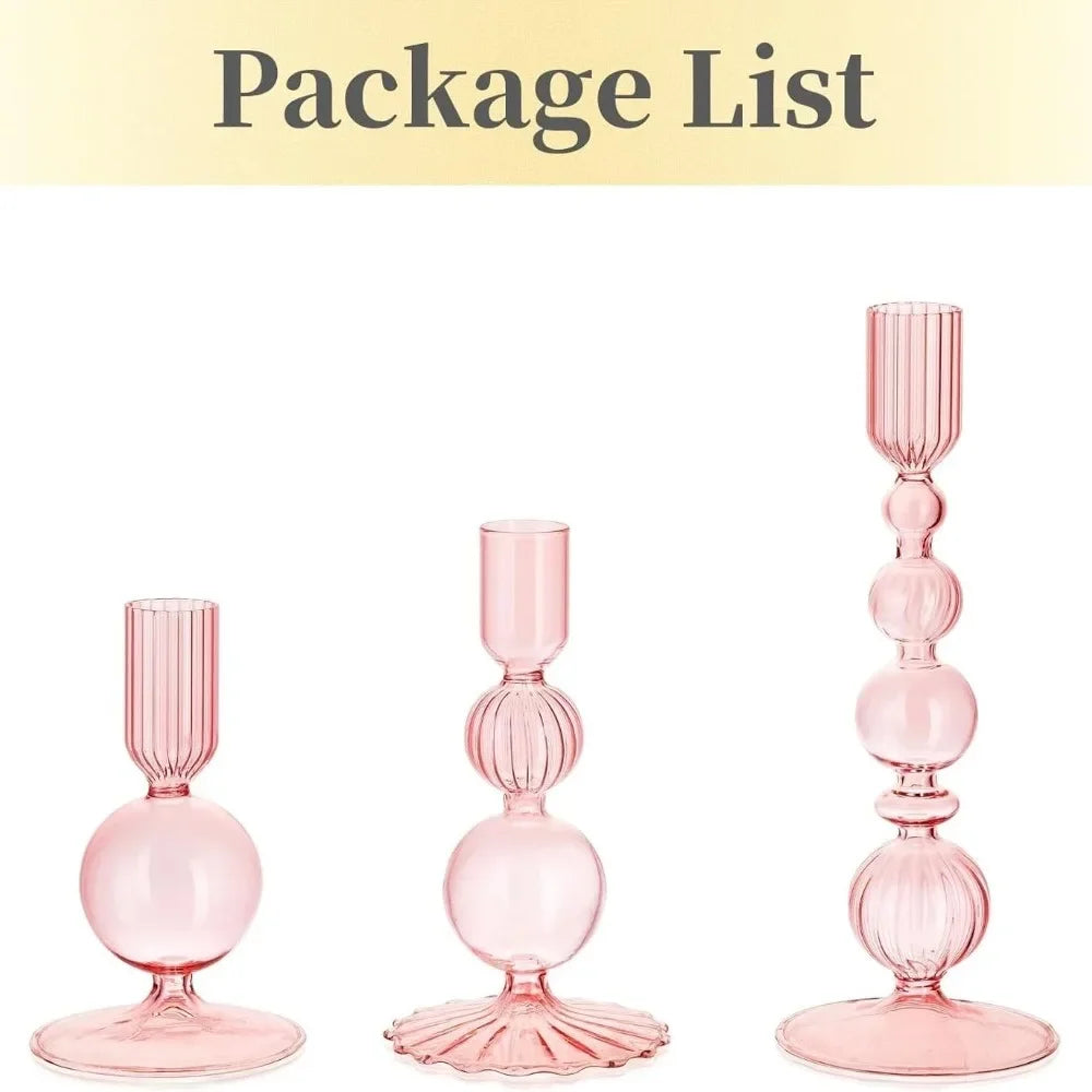 Wavy Glass Taper Candle Holders