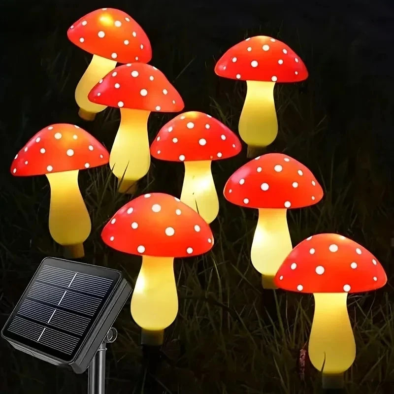 Solar Mushroom Fairy Lights, Waterproof Garden Decor