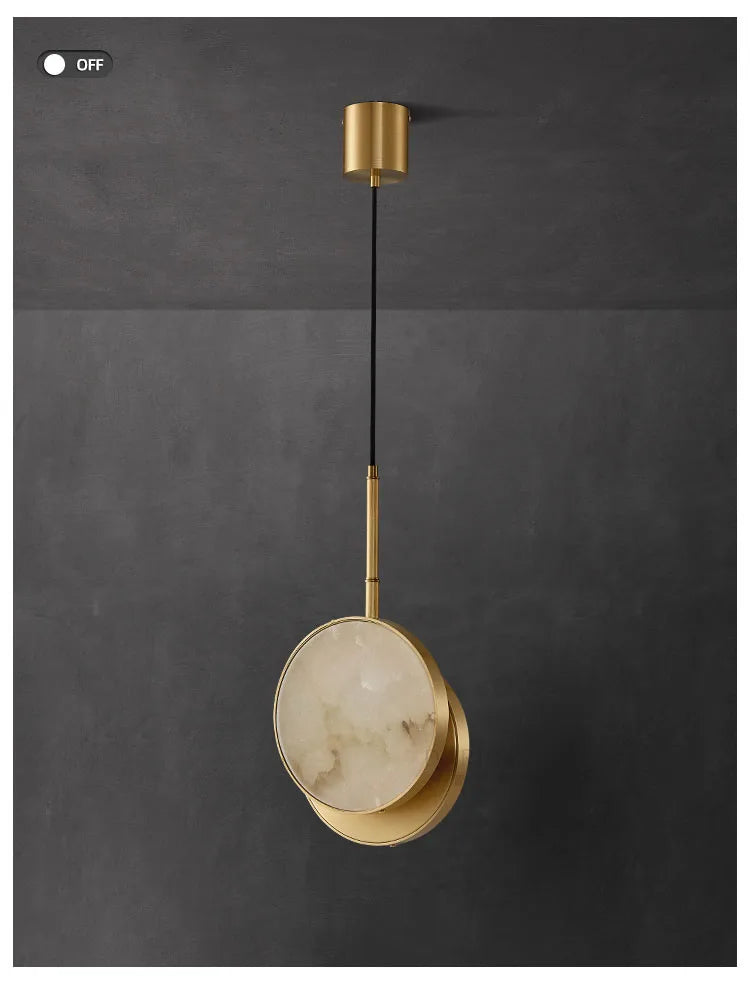 Round Marble and Copper Wall Lamp
