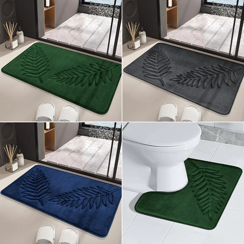 3PCS Set Bath Mats Nonslip Soft Quick Dry Bathroom Soft Rugs Water
