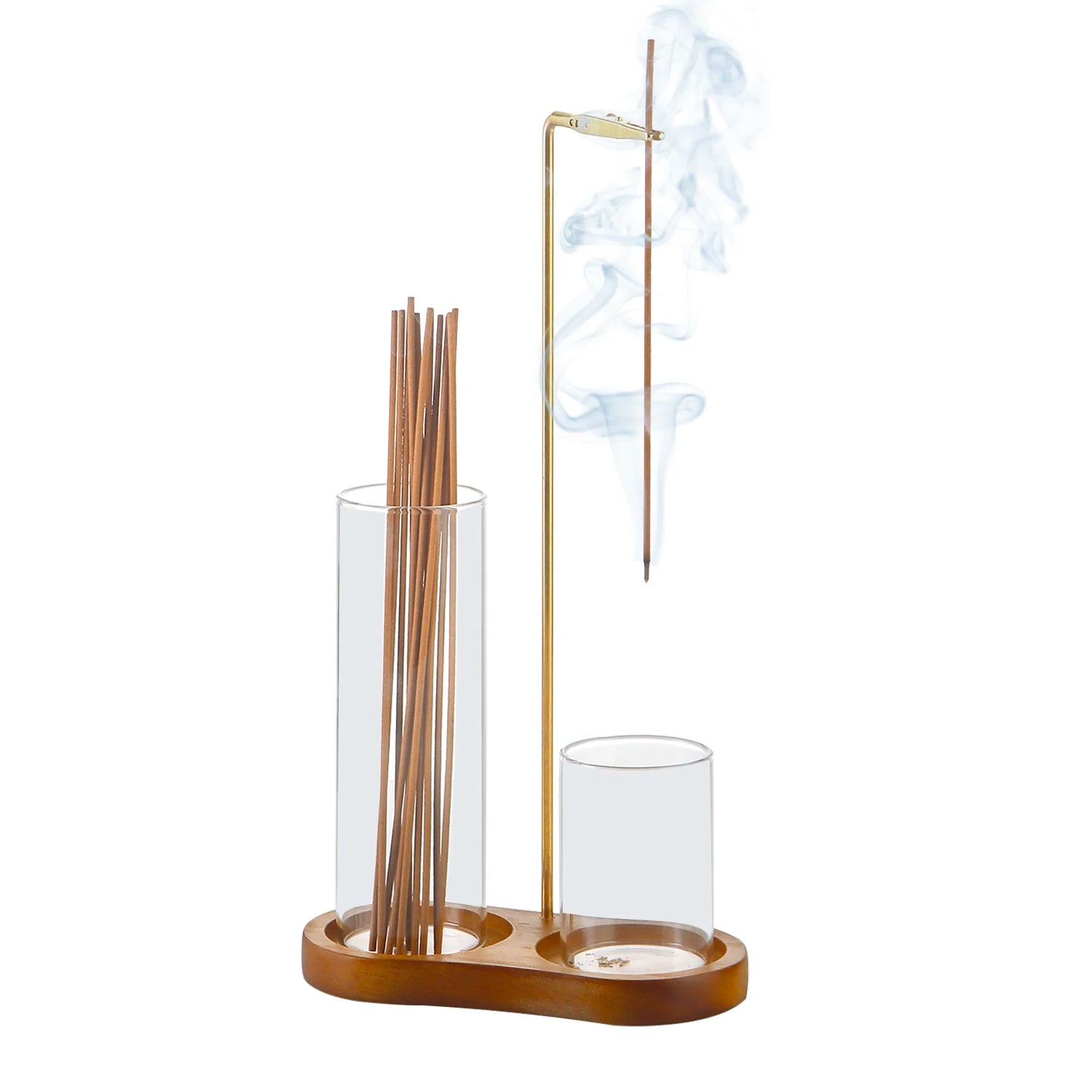 2 in 1 Incense Stick Holder with Glass Ash Catcher and Organizer