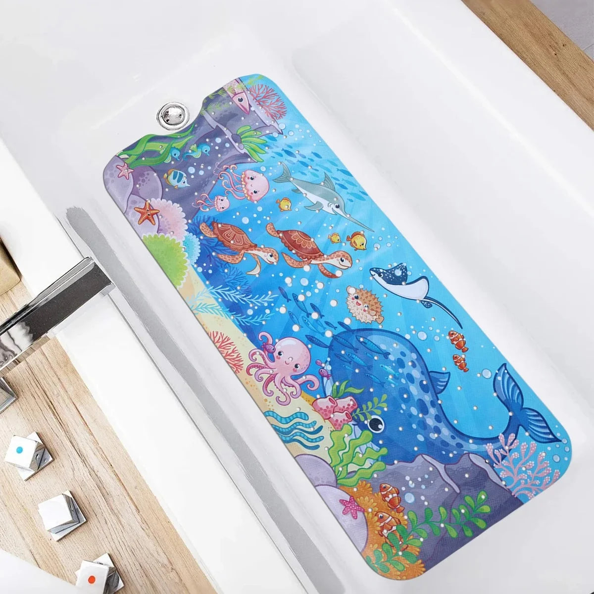 1pc Cartoon Extra Long Bathtub Mat 40x100cm Non Slip Bath Mat