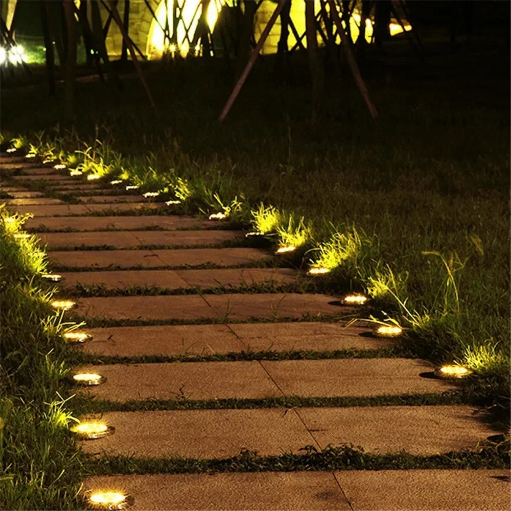 4 Pcs 8LED Solar Power Disk Light Outdoor Garden Solar Underground Light Deck Light Spotlight Buried Solar Led Lamp