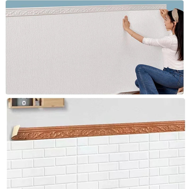10m/Roll 3D Wall Trim Line Skirting Border Self Adhesive