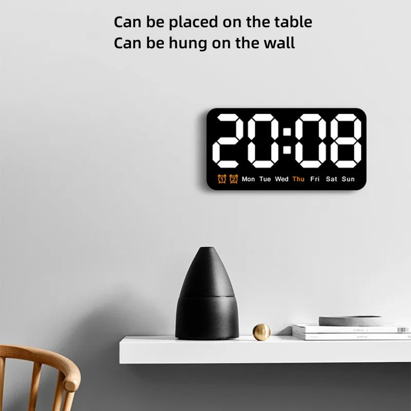 Voice Control Large Digital Wall Clock Temperature Date Week