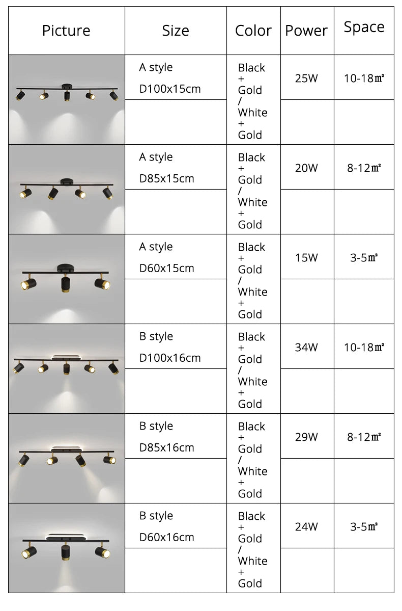 Long Linear LED Spotlight Chandelier