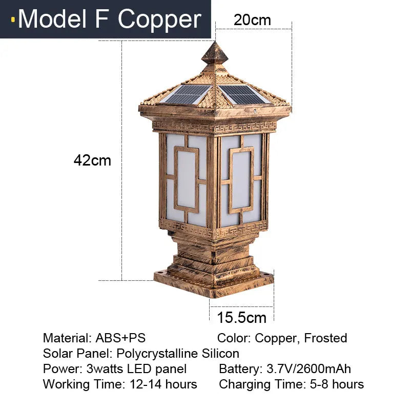 Solar LED Light Outdoor Garden Decoration Column Lamp Waterproof Street