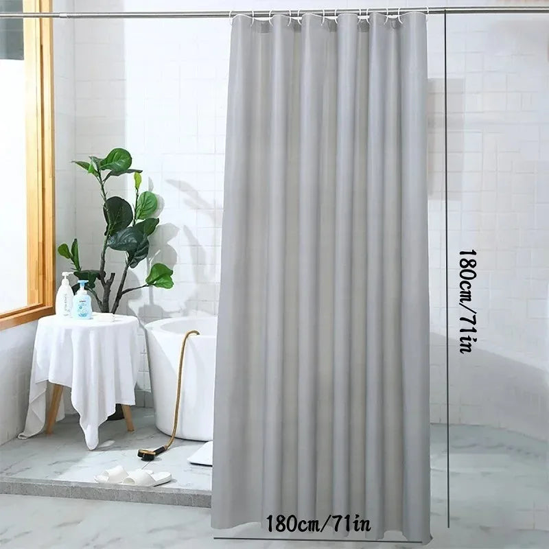 Solid Grey Waterproof Shower Curtain