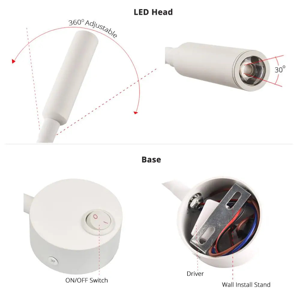 Bedside Working Study Reading Lamp Wall lamp sconces 3W LED Book Lamp