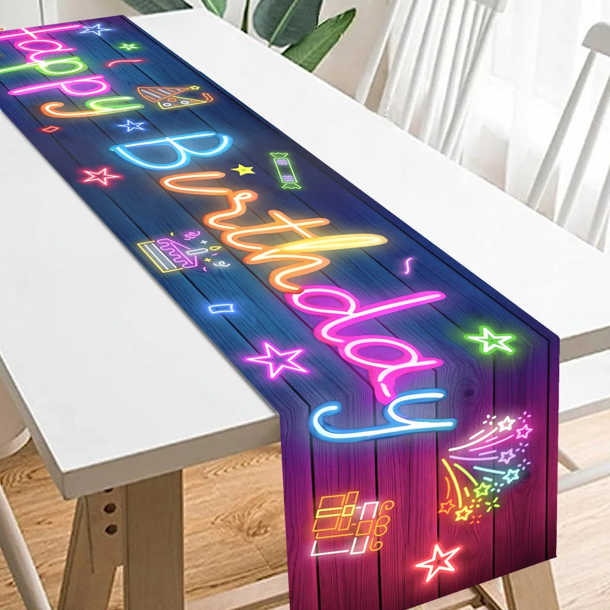 Neon Birthday Party Table Runner