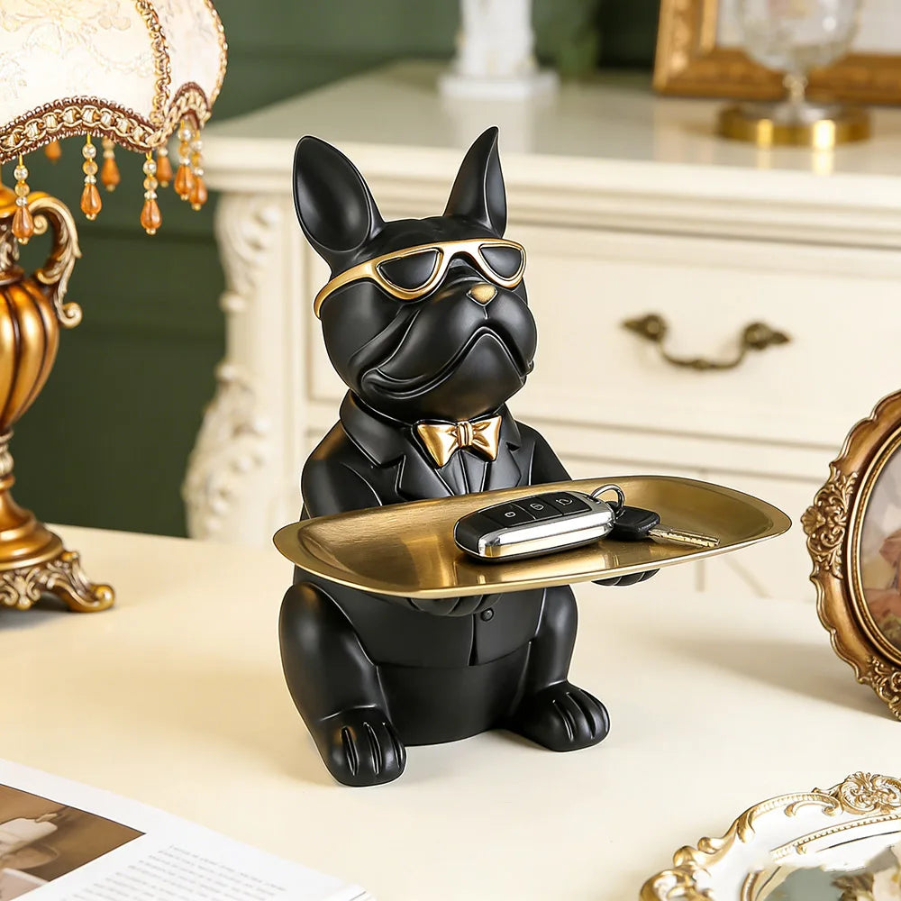 Multi Functional Bulldog Tray Animal Statue Creative Ornament Living