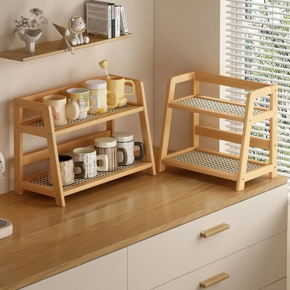 Rattan Desktop Storage Shelf