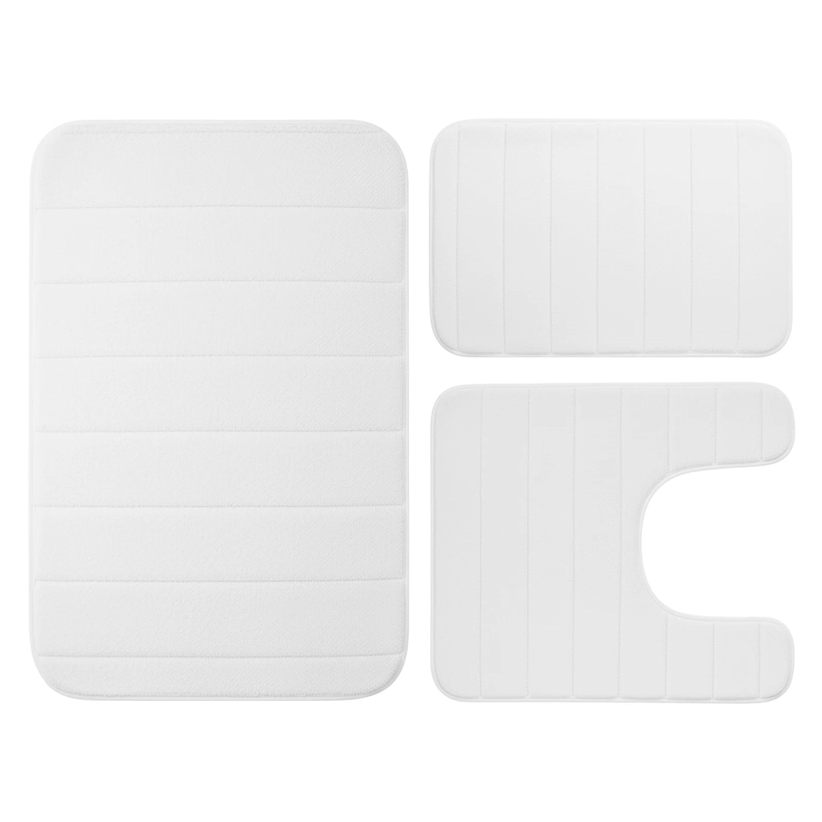 Velvet Memory Foam Bathroom Rug Set Of 3 Water Absorption Non Slip