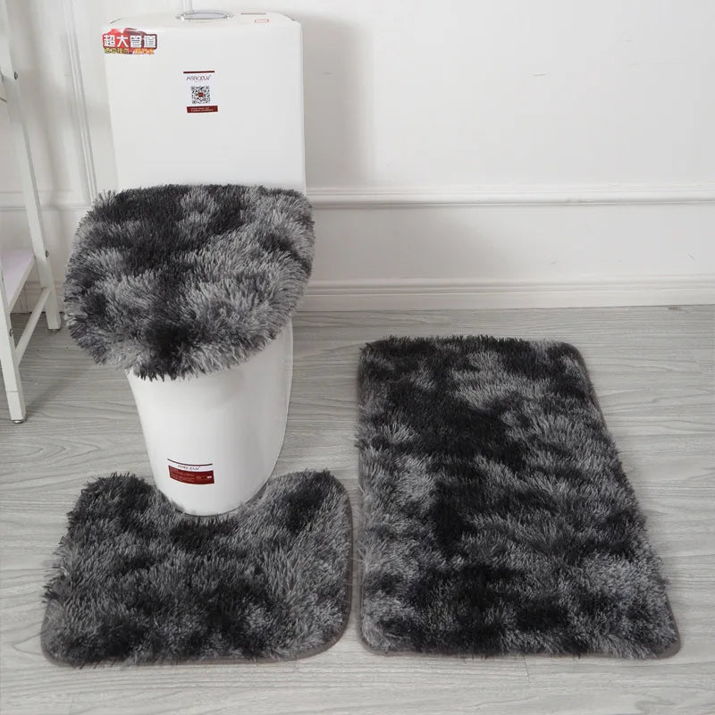 Toilet Seat Cover 3Pcs Set Bath Mat Shower Room Floor Rug