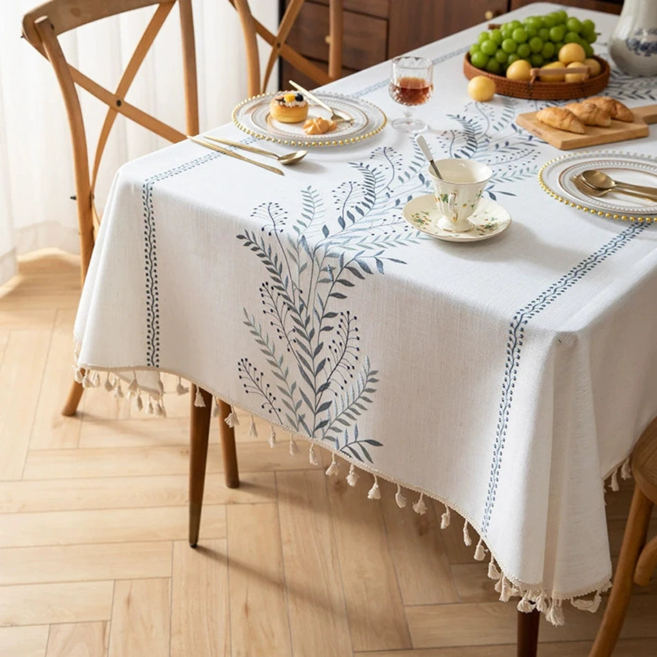 Nordic Style Tassels Cotton Linen Tablecloth,Modern Simplicity