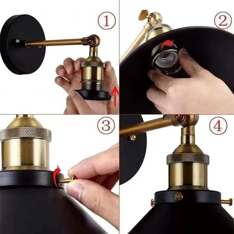 American Industrial Iron Wall Lamp