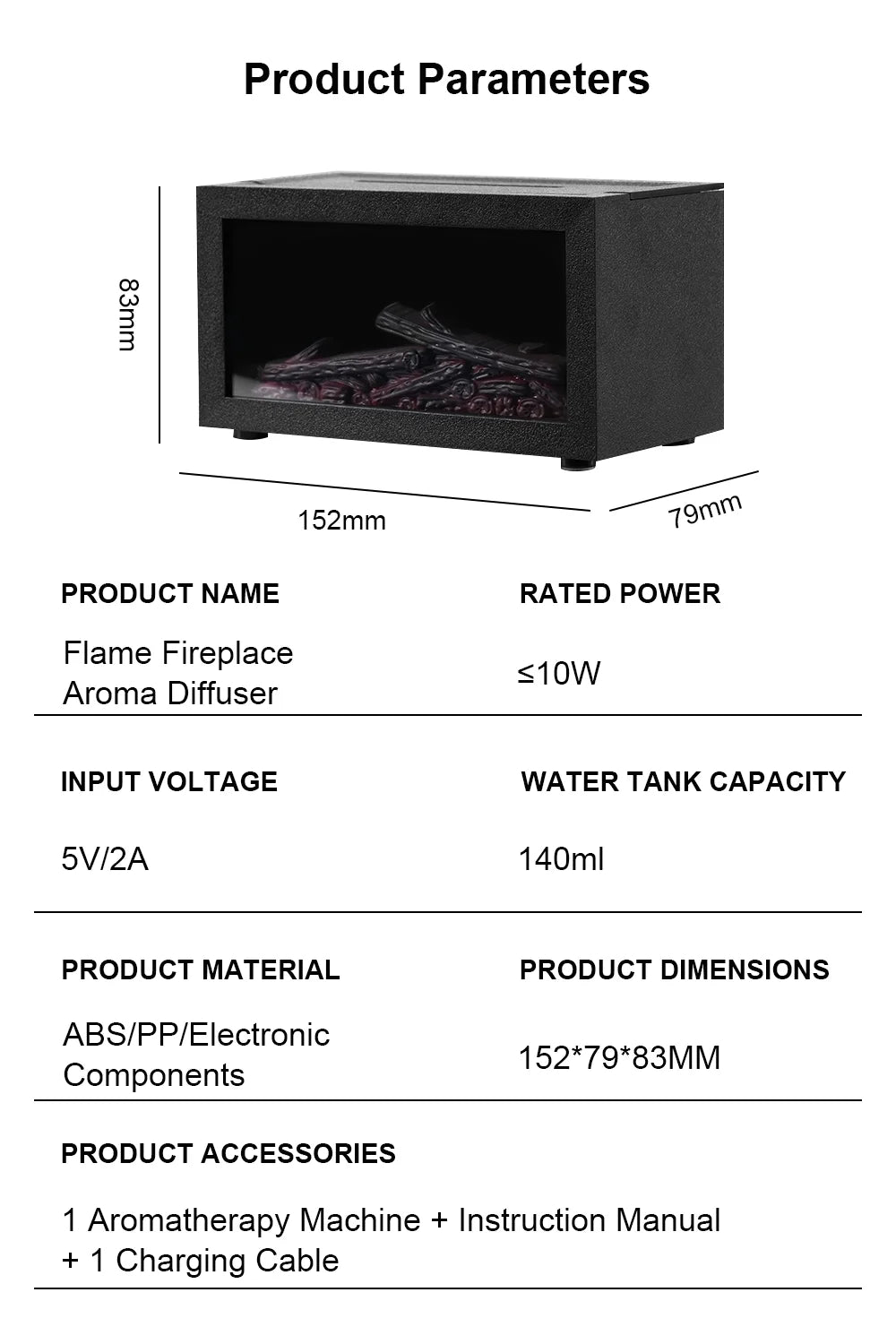 Fireplace Humidifier Aroma Flame Humidifier Fragrance Diffuser