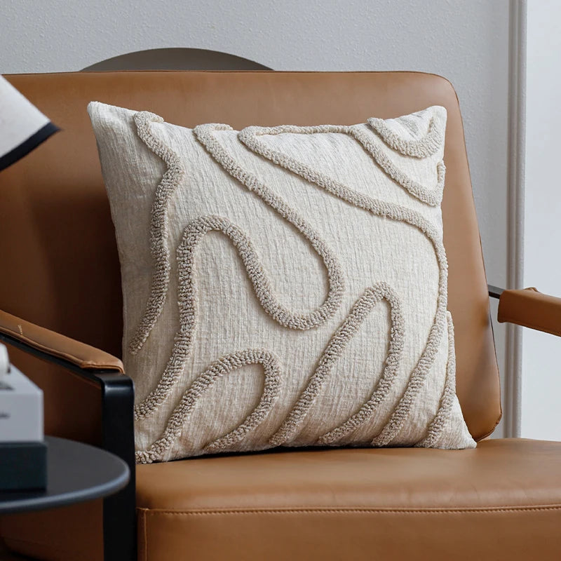 Boho Chenille Line Cushion Cover