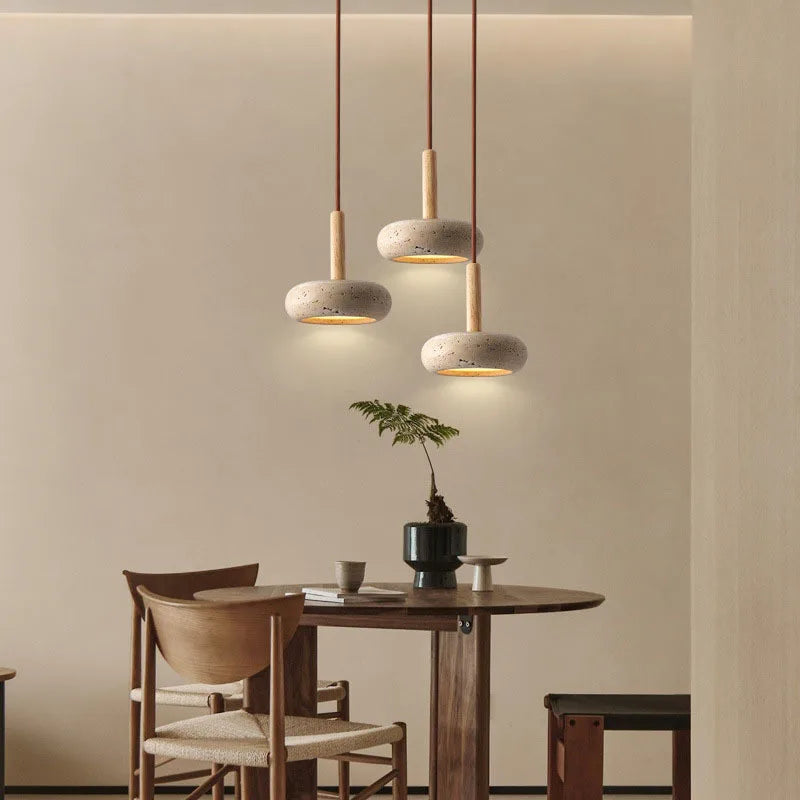 Wabi-Sabi Stone Circular Pendant Light