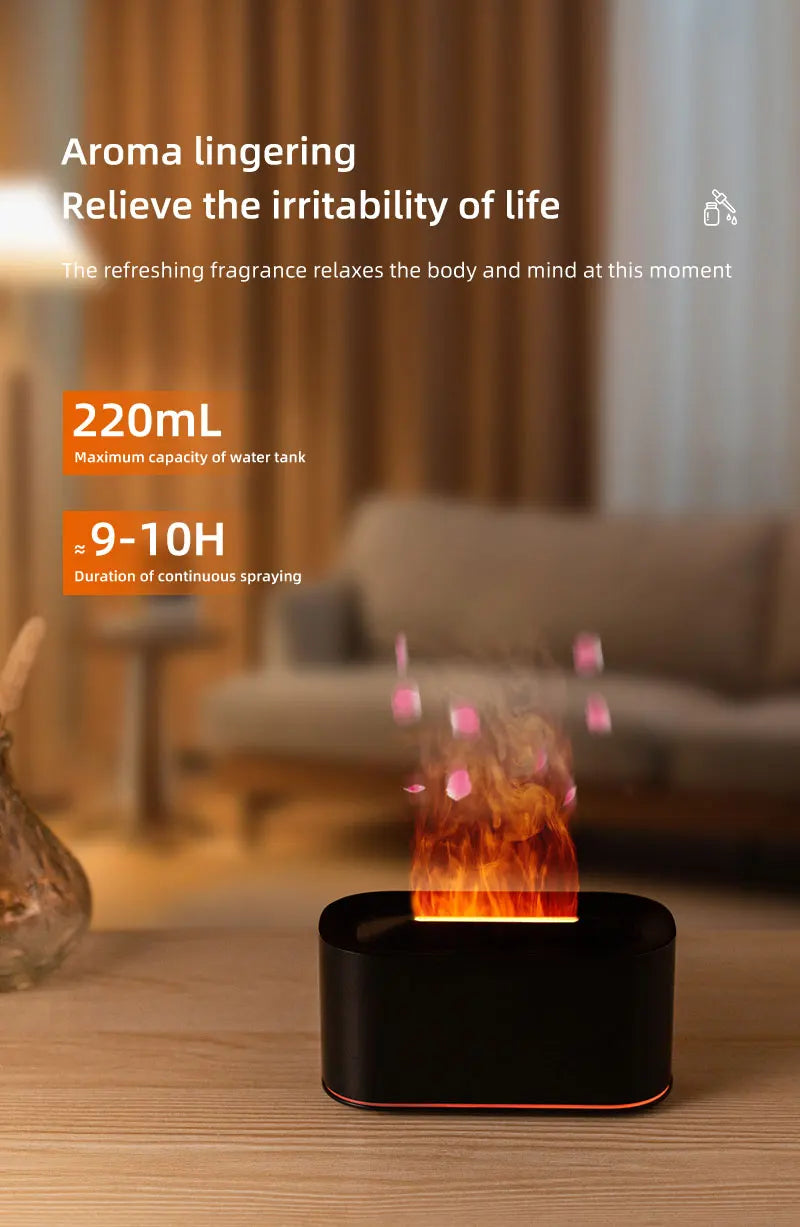 Essential Oil Diffuser,Flame Colorful Water Vapor Fire Humidifier for