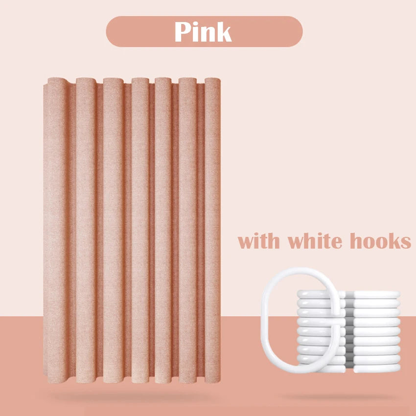 Thick Imitation Linen Shower Curtain Polyester Waterproof Shower