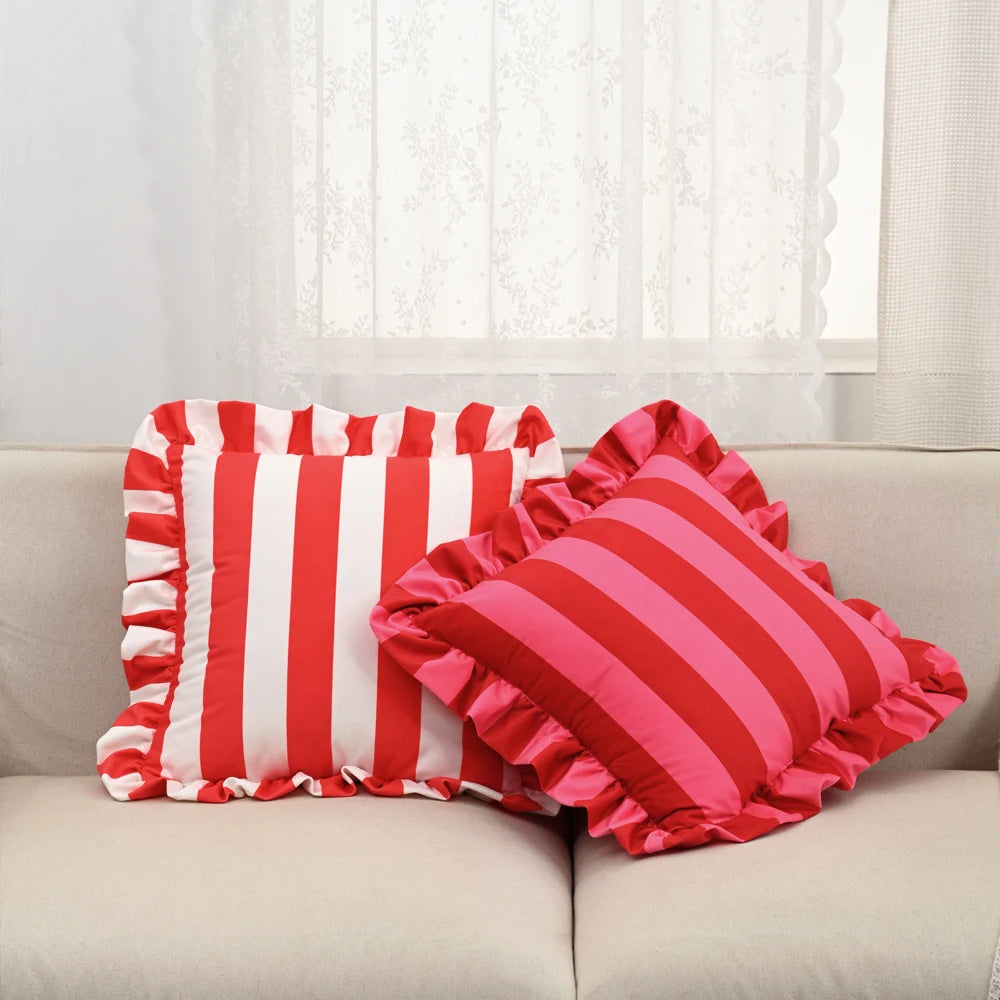 1PC Striped Lace Velvet Pillowcase 18X18Inch Pillowcases Soft Cozy
