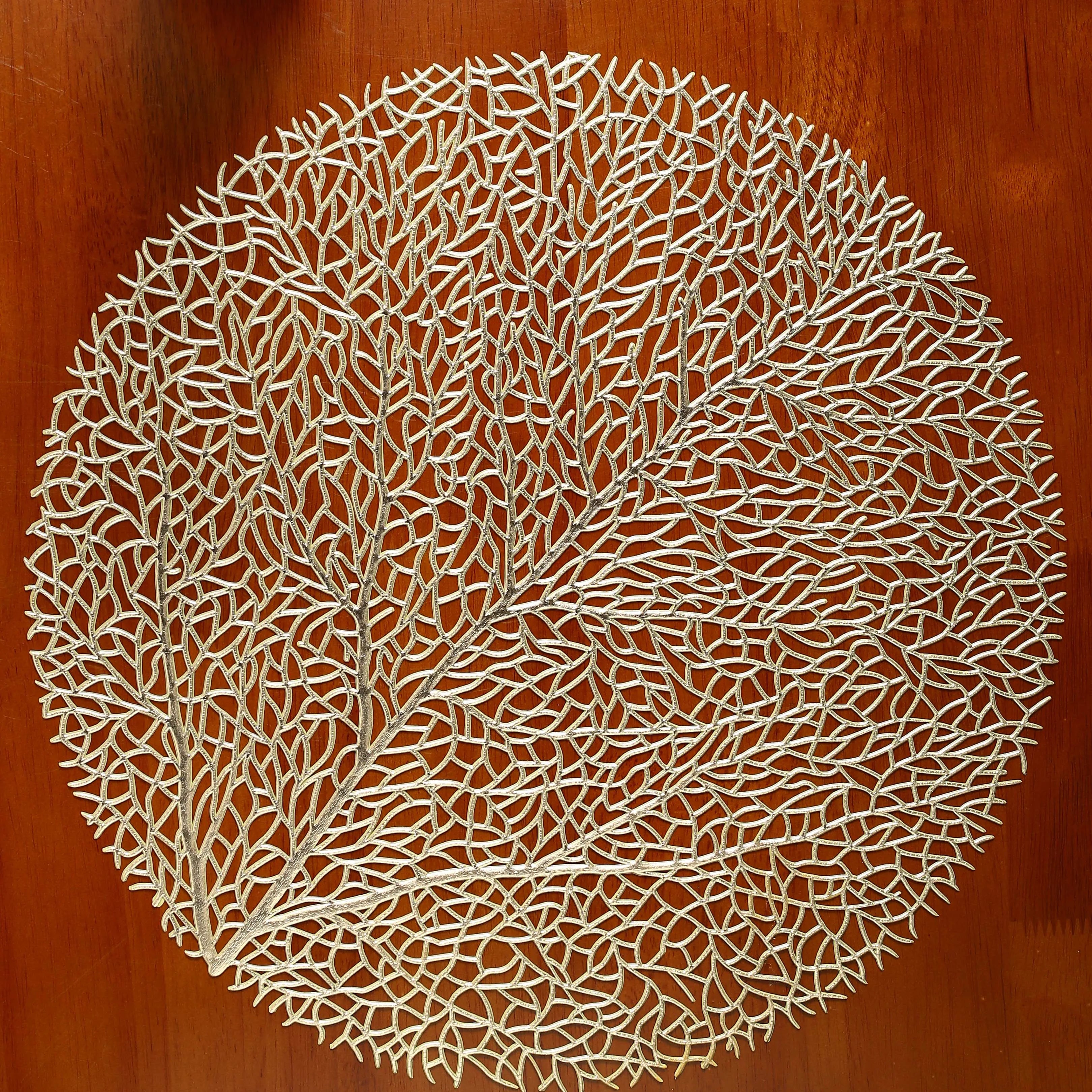 Metallic Leaf Round Placemat Set of 4
