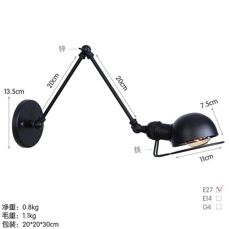 Modern Simple Adjustable Interior Led Wall Lamp White Black for Bedside