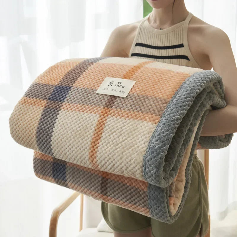 Knit Blanket Throw Soft Chenille Yarn Knitted Blanket Machine