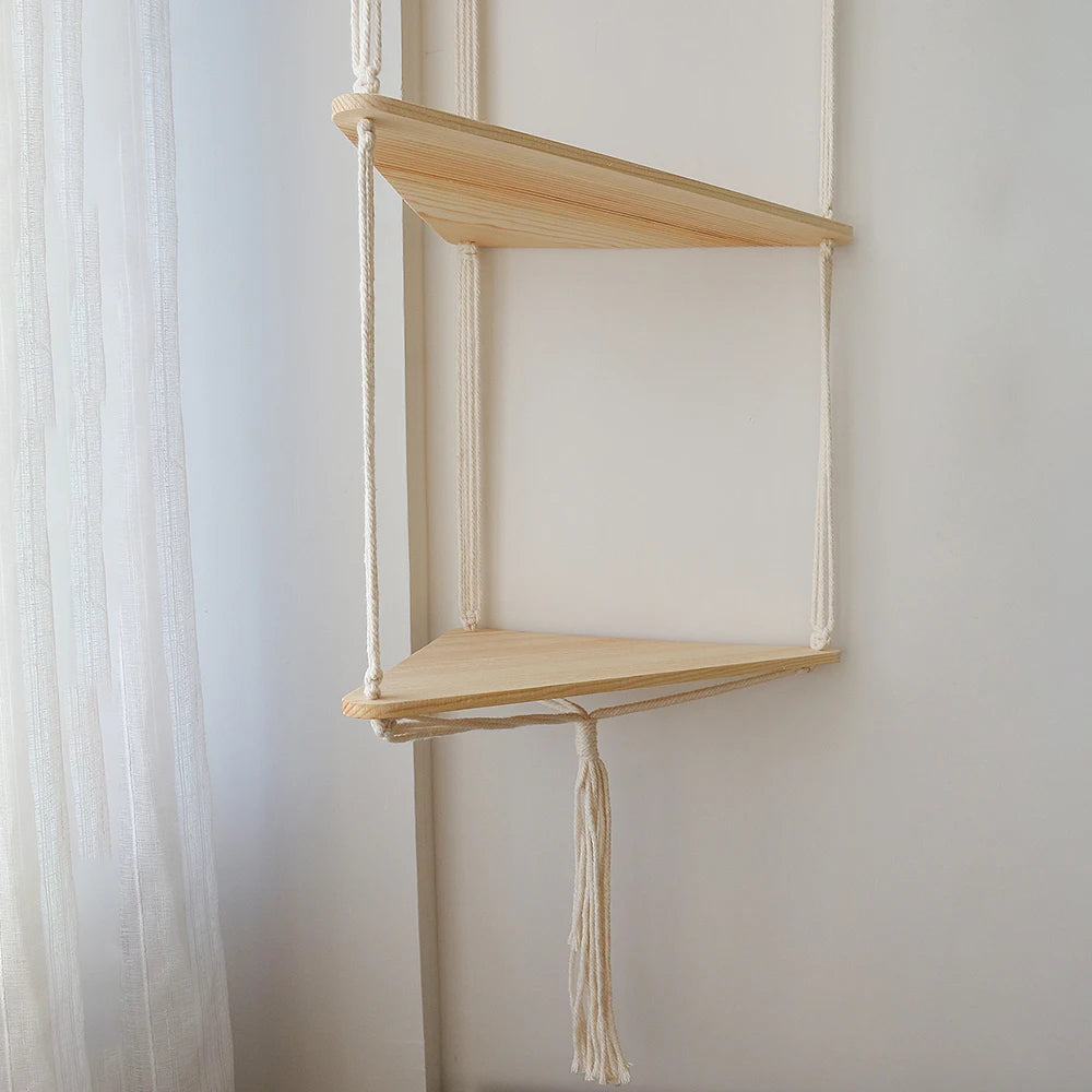 Hanging Wood Corner Shelf