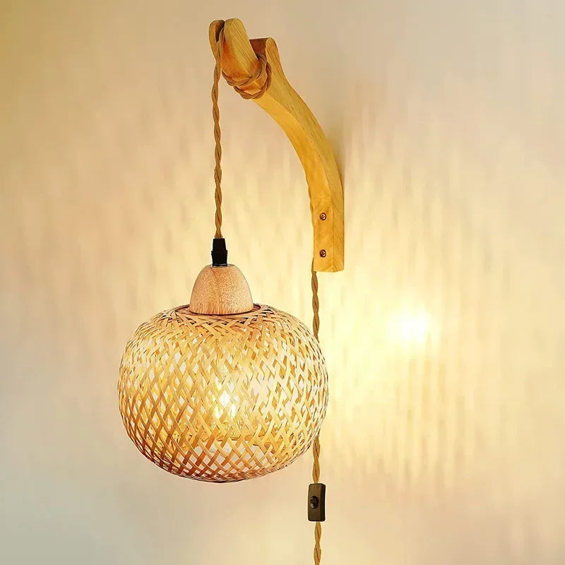 Bamboo Lantern Woven Wall Lamp