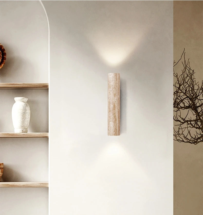 Indoor Stone Wall Lamp Travertine Sconce Light Hardwired With E27 Bulb for Bedroom Living Room