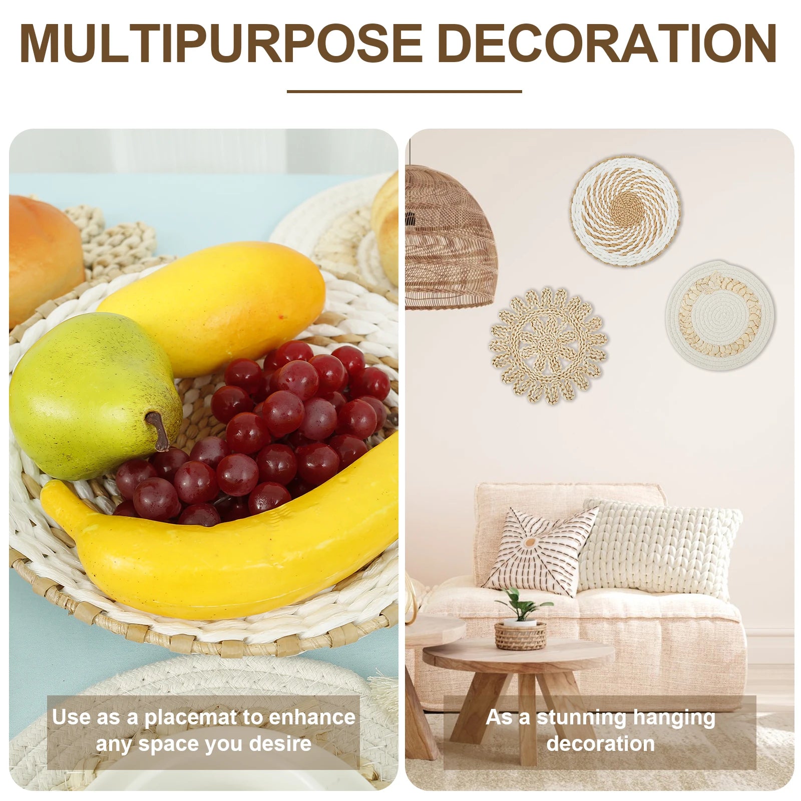 Woven Wall Basket Decor Decorative Rattan Wicker Wall Decor