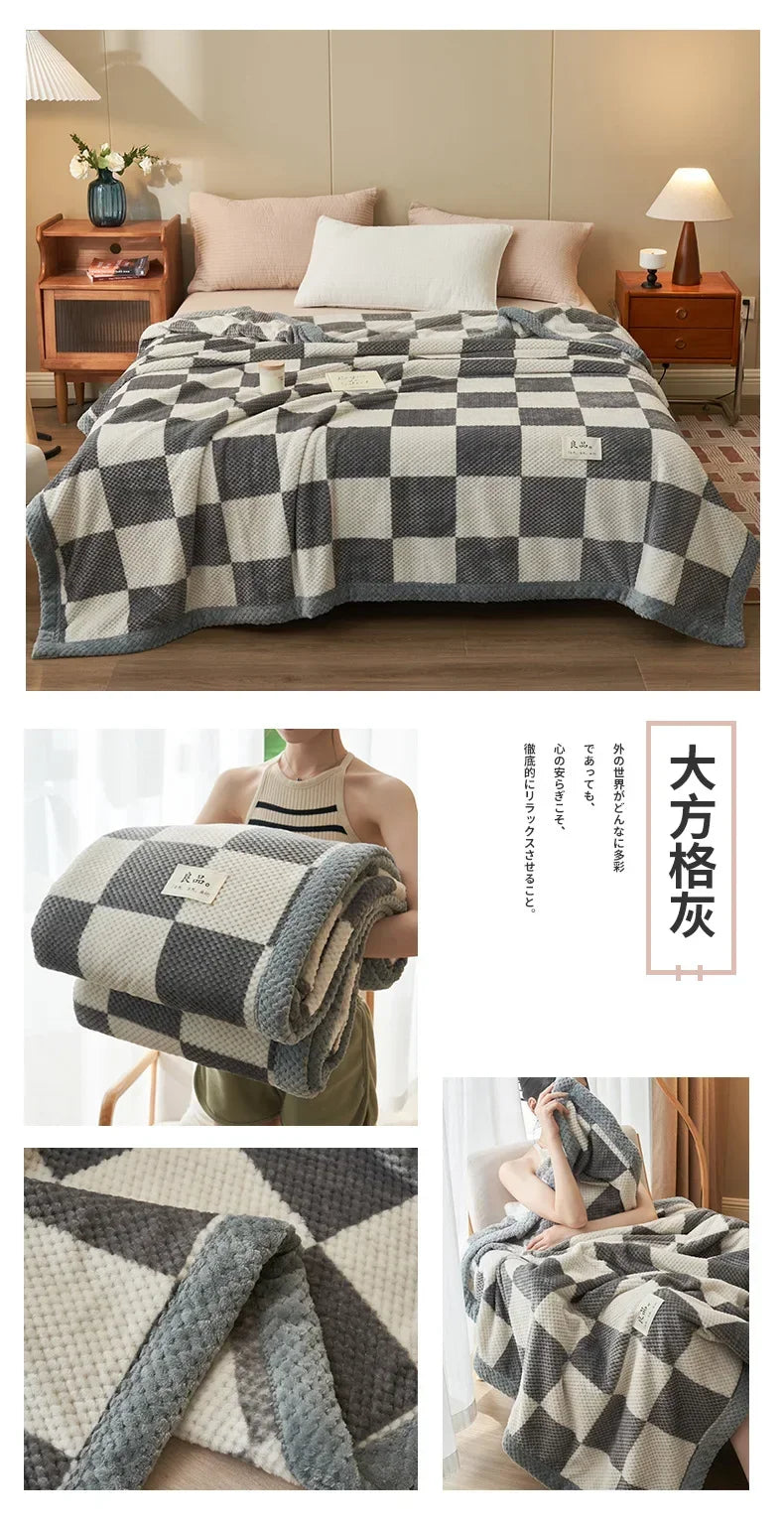 Knit Blanket Throw Soft Chenille Yarn Knitted Blanket Machine