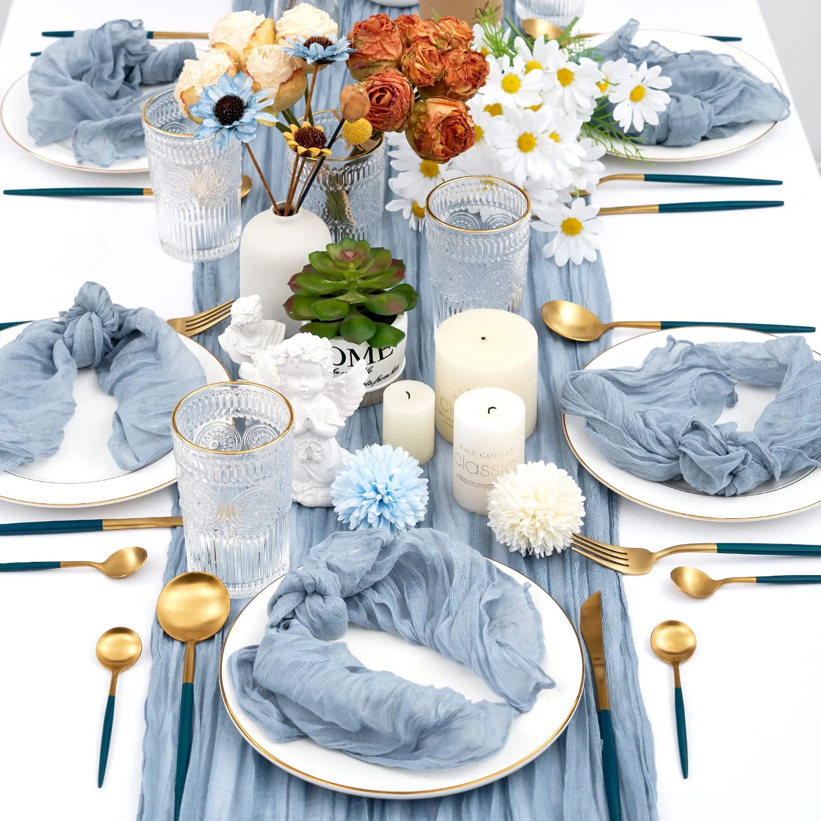 Gauze Cheesecloth Table Runners Set of 6