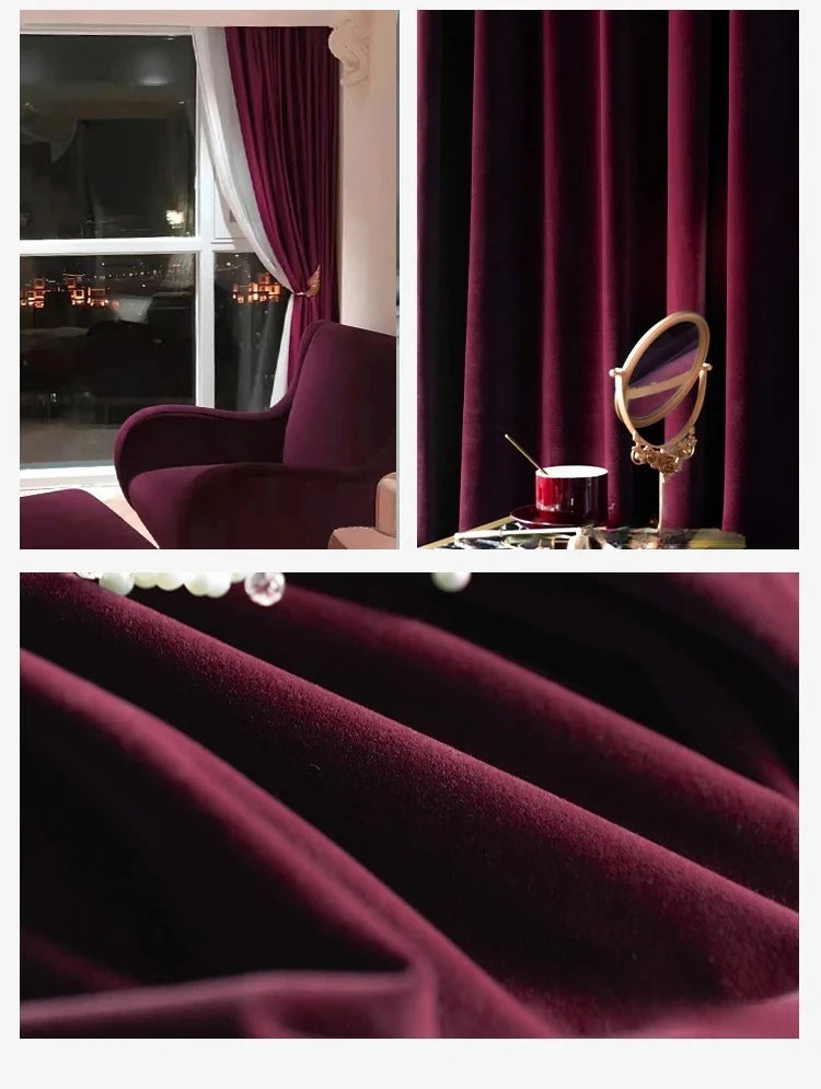 Burgundy Velvet Blackout Curtain