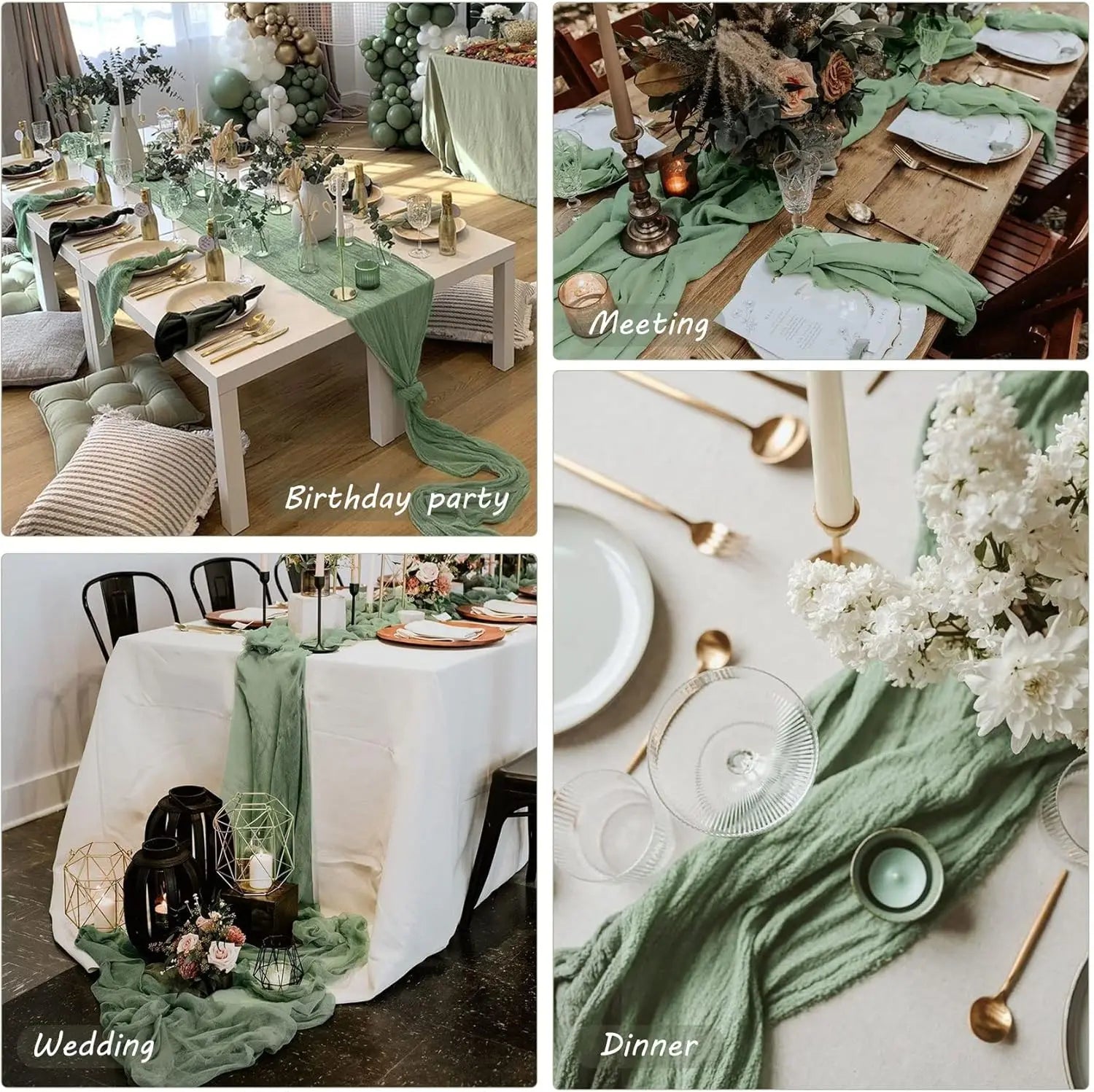 CheeseCloth Table Runner, 40x270cm Boho Gauze Fabric Rustic Sheer